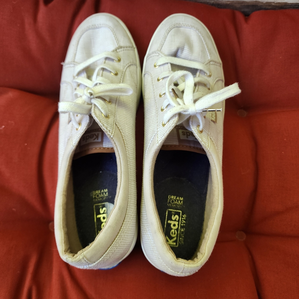 Keds White Canvas Lace-Up Sneakers